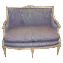 Fine Carved Painted French Louis XV Marquis Canape Settee, circa 1920