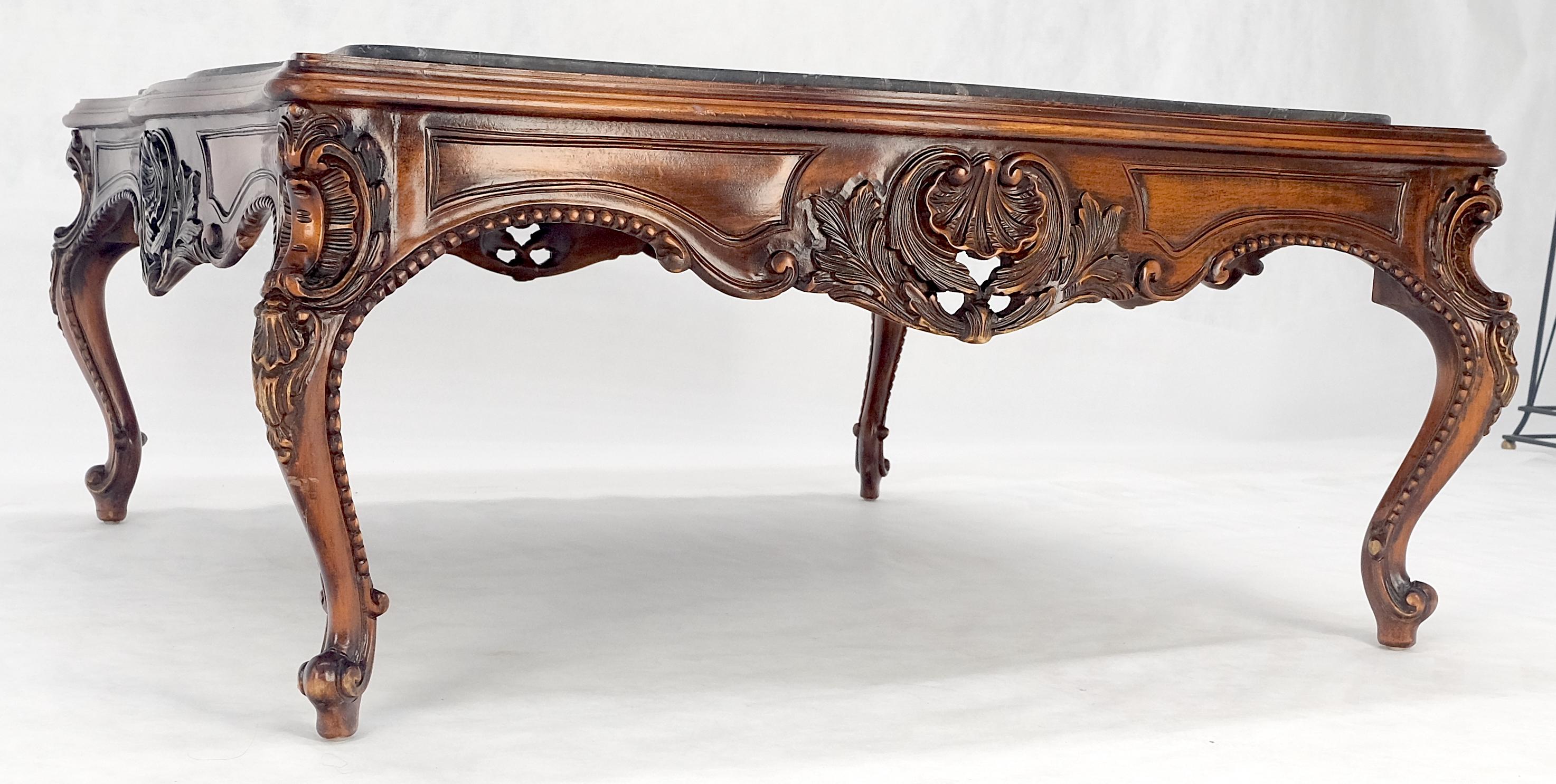 Fein geschnitzt Regency Revival Französisch Schwarz Marmor Top Square Couchtisch MINT! im Angebot 6