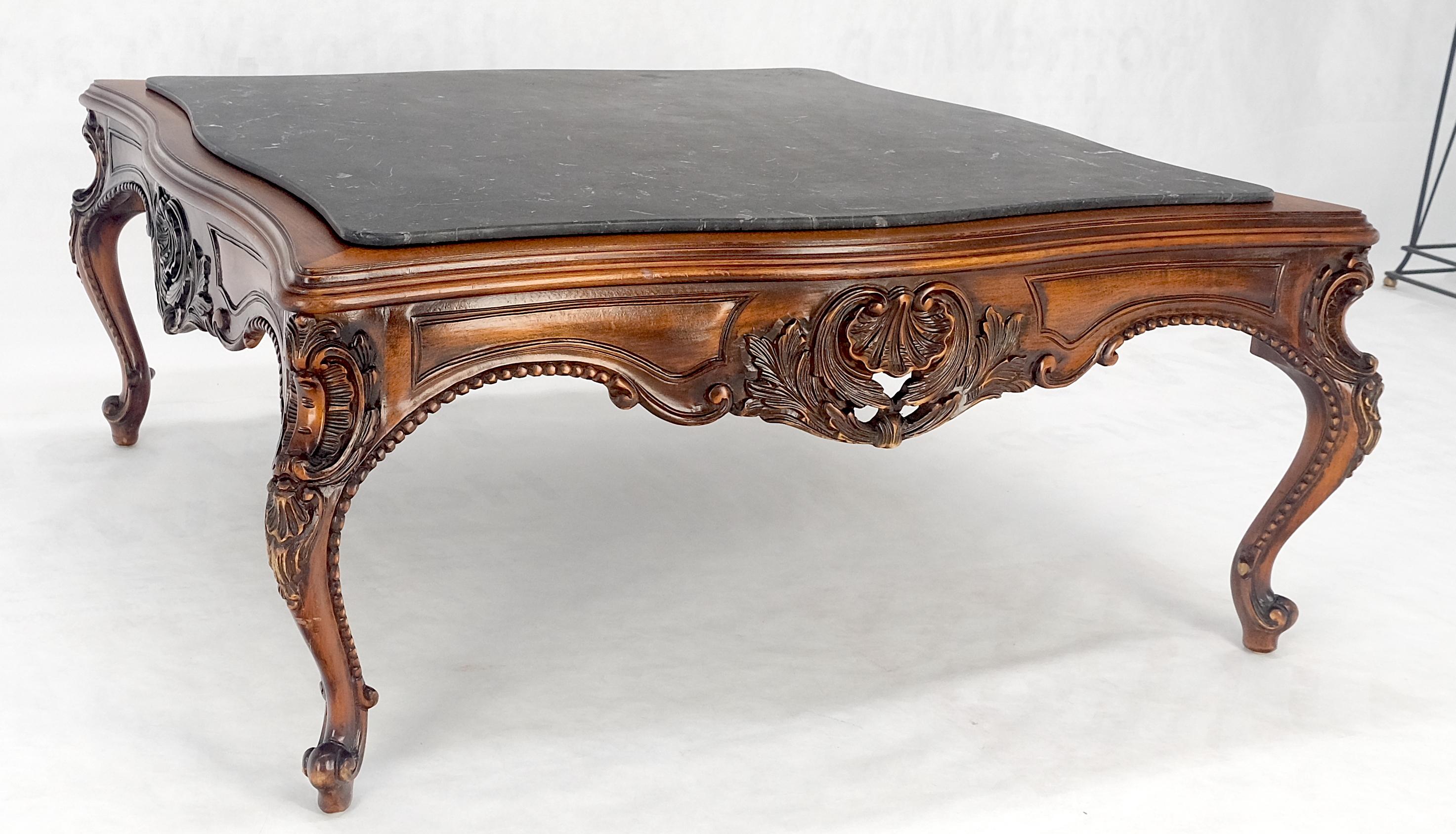 Fein geschnitzt Regency Revival Französisch Schwarz Marmor Top Square Couchtisch MINT! im Angebot 8