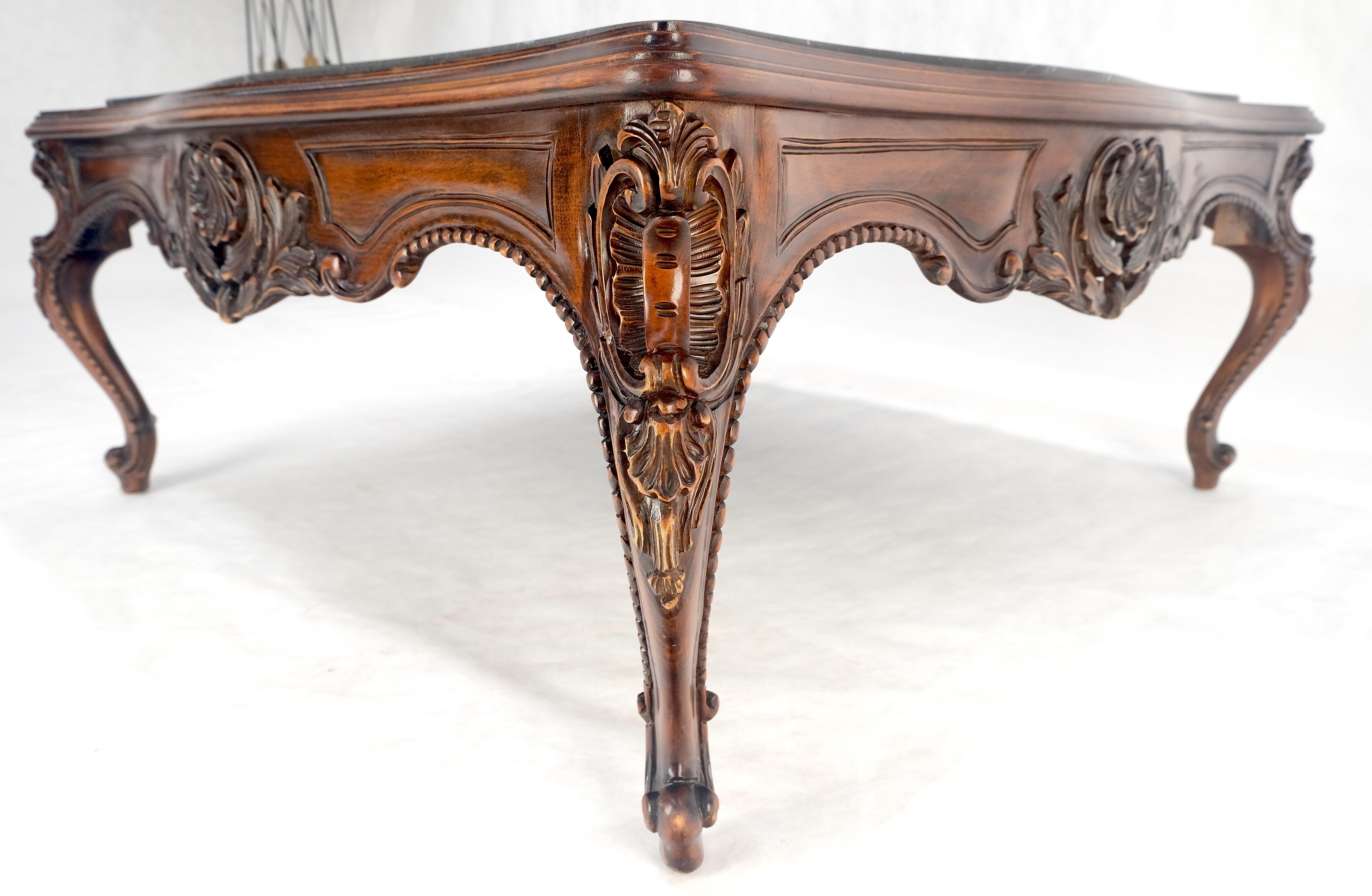 Fein geschnitzt Regency Revival Französisch Schwarz Marmor Top Square Couchtisch MINT! im Angebot 2
