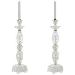 Fine Carved Rock Crystal Candleholders by Phoenix
