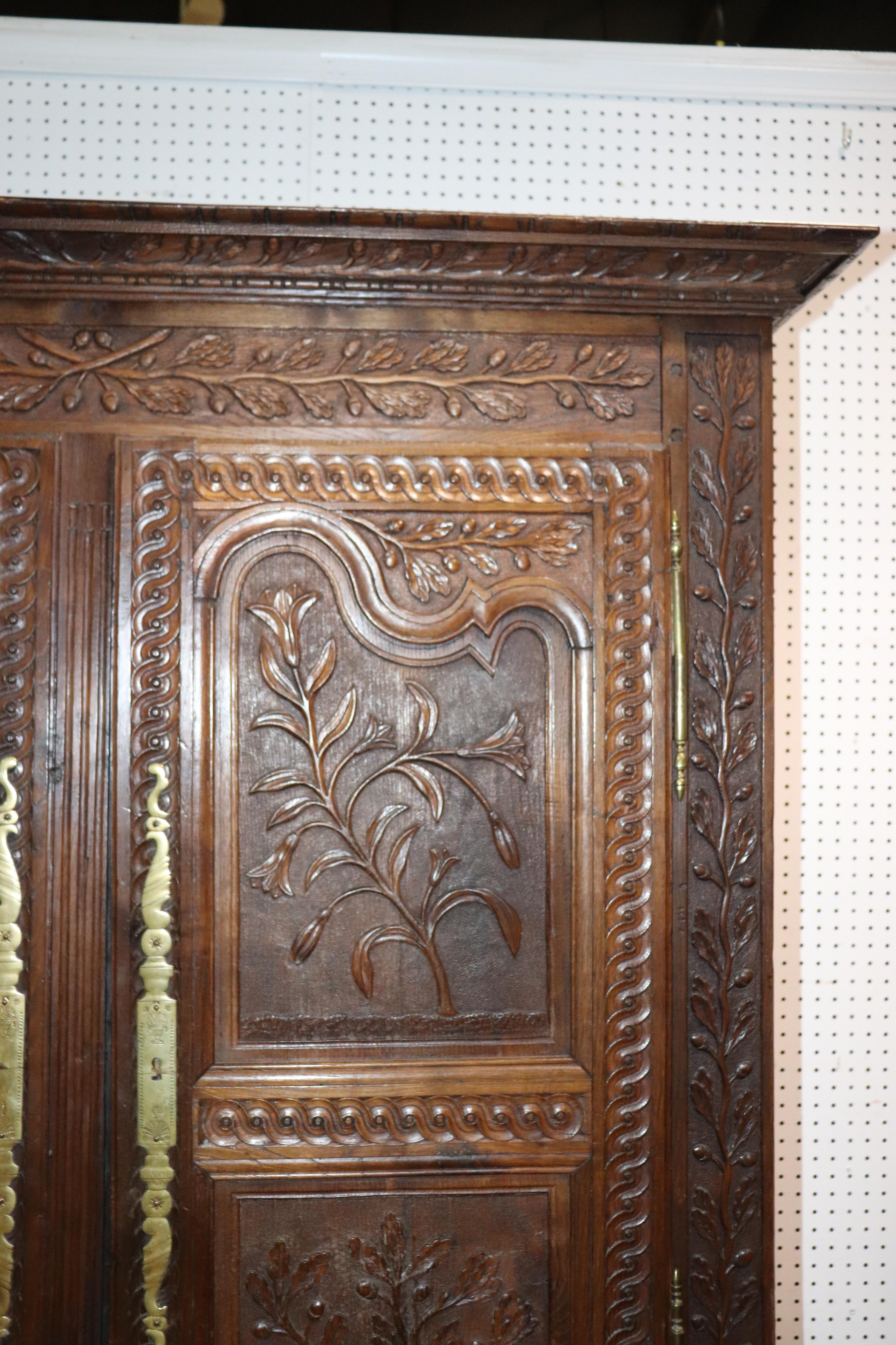 Louis XV Fine Carved Solid Walnut 18th Century French Armoire TV Cabinet, circa 1780s