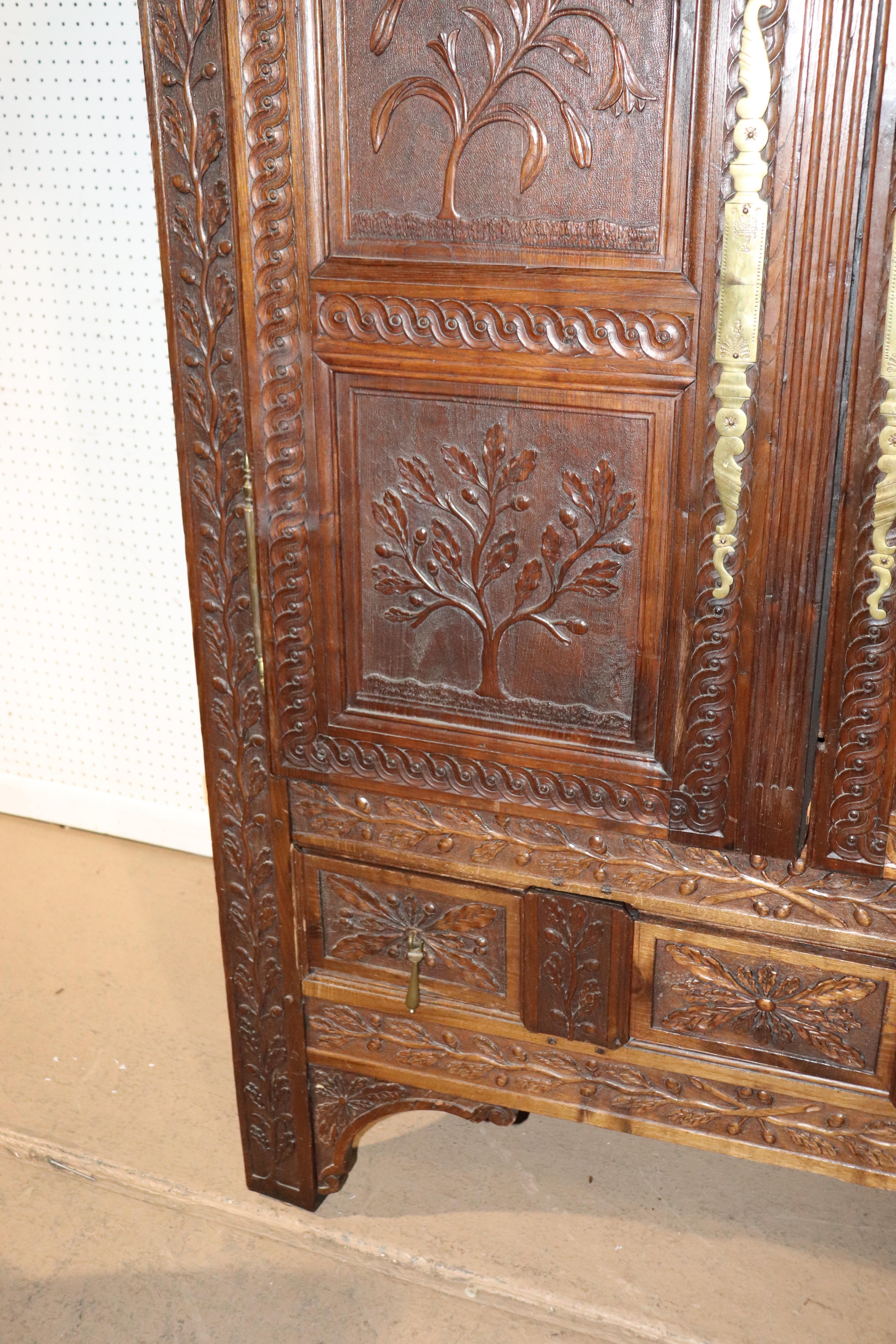 Late 18th Century Fine Carved Solid Walnut 18th Century French Armoire TV Cabinet, circa 1780s