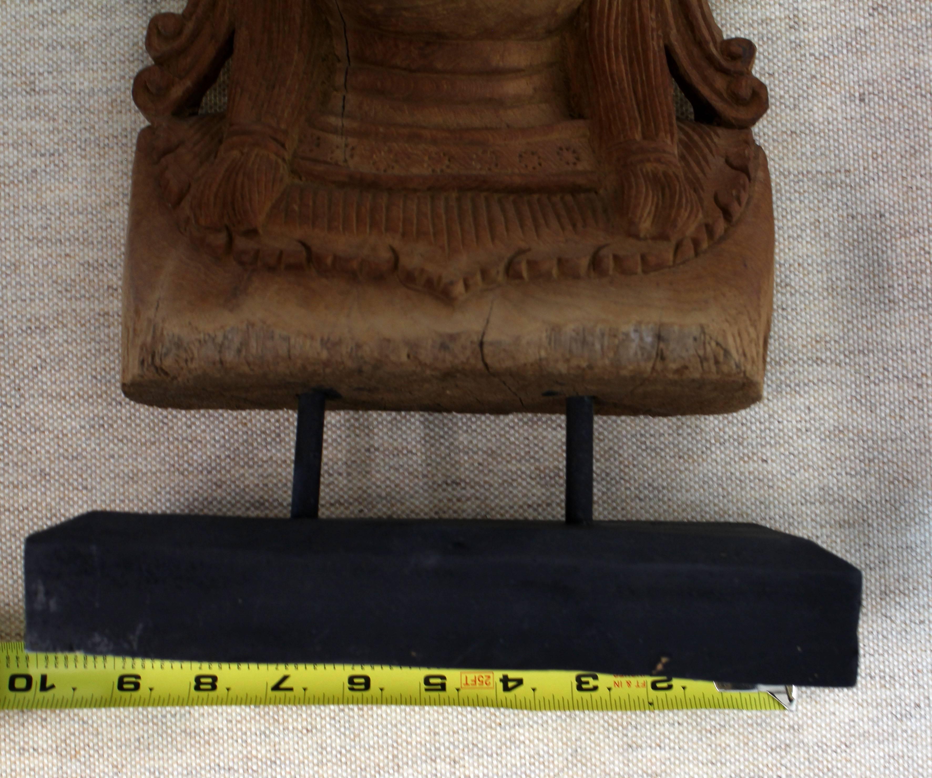 Southeast Asian Fine Carved Teak Mask on Stand Sculpture of Buddha For Sale
