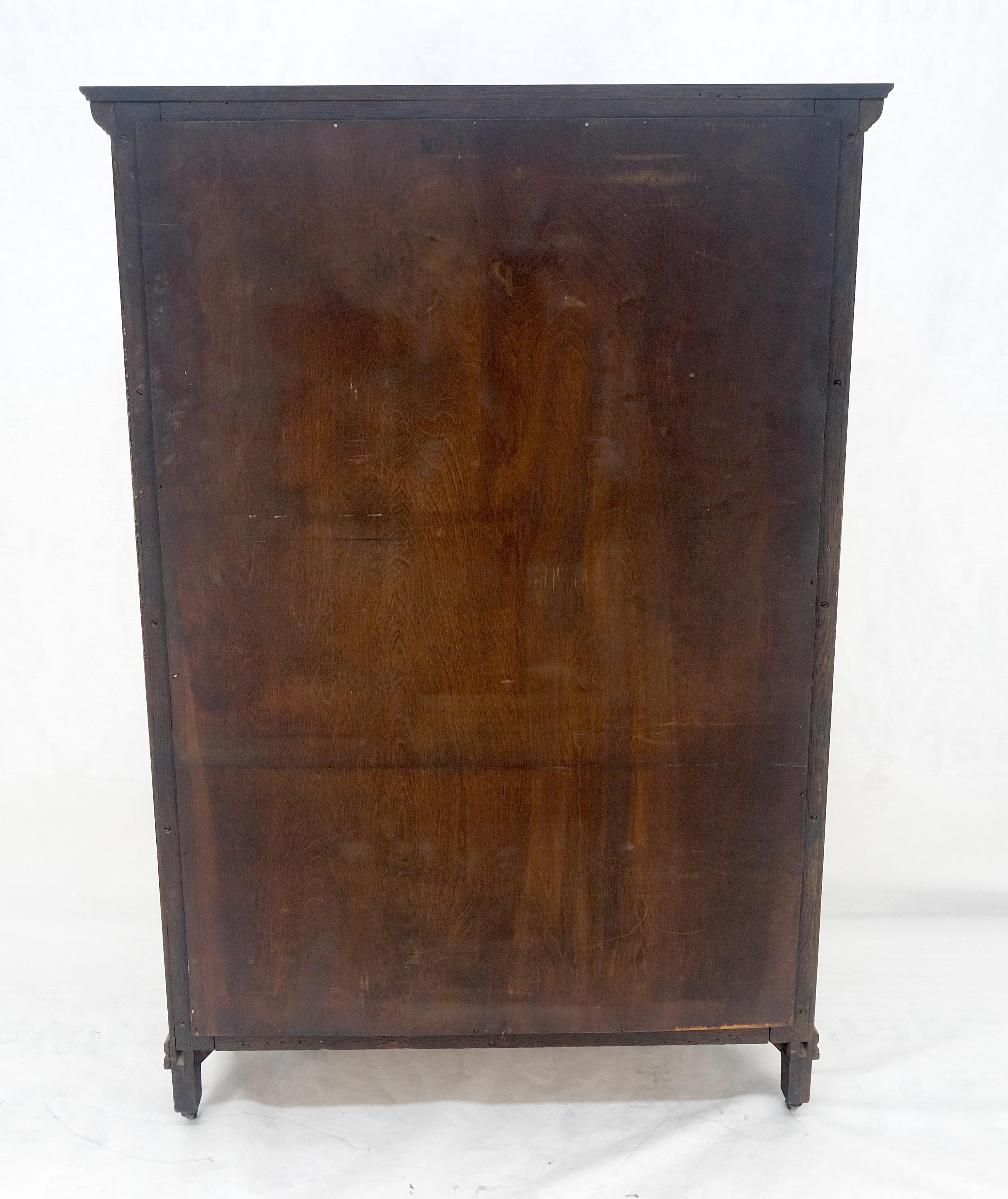 Fine Carved Tiger Oak Lion Feet & Head Curved Glass China Cabinet c1880s MINT! For Sale 12