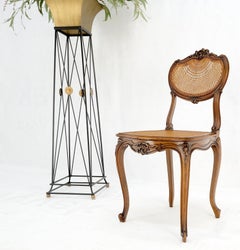 Fine Carved Walnut Cane Seat & Back French Vanity Dressing Table Chair MINT!
