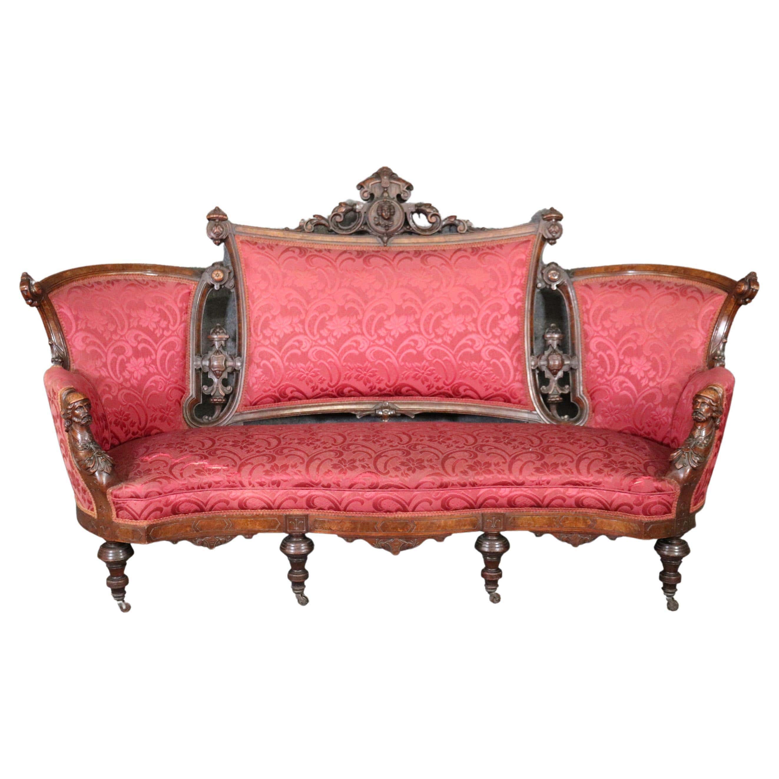 Antique Victorian 1860 Show Frame Carved Walnut Chesterfield Brown Antique Victorian 1860 Show Frame Carved Walnut Chesterfield Brown