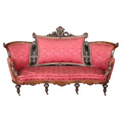 Antique Fine Carved Walnut John Jellif American Victorian Parlor Sofa Settee circa 1860s