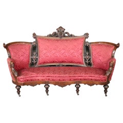 Feines geschnitztes Nussbaumholz John Jellif amerikanisches viktorianisches Wohnzimmer Sofa Settee circa 1860s