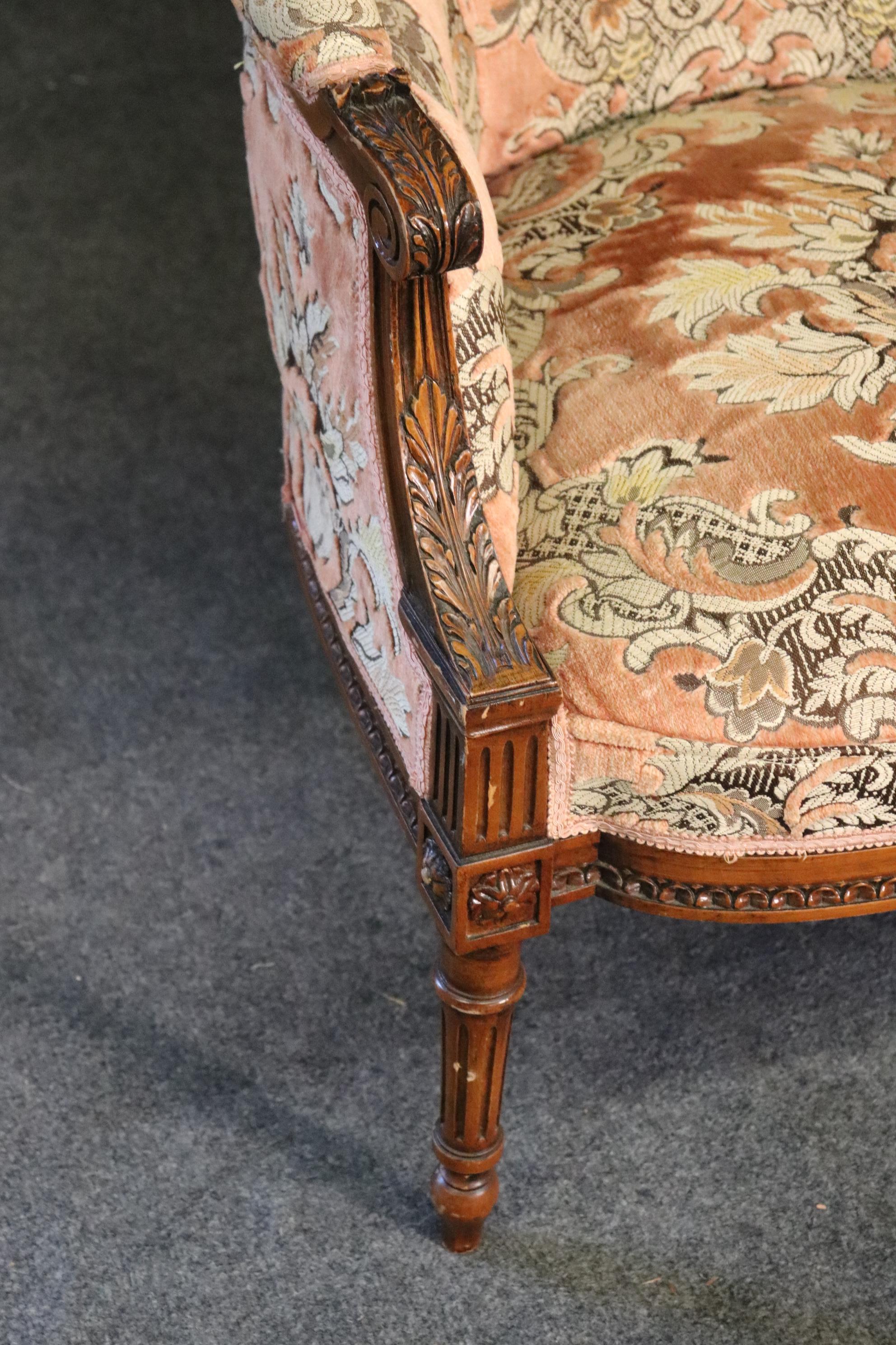 Mid-20th Century Fine Carved Walnut Louis XVI Bergere Chair circa 1940