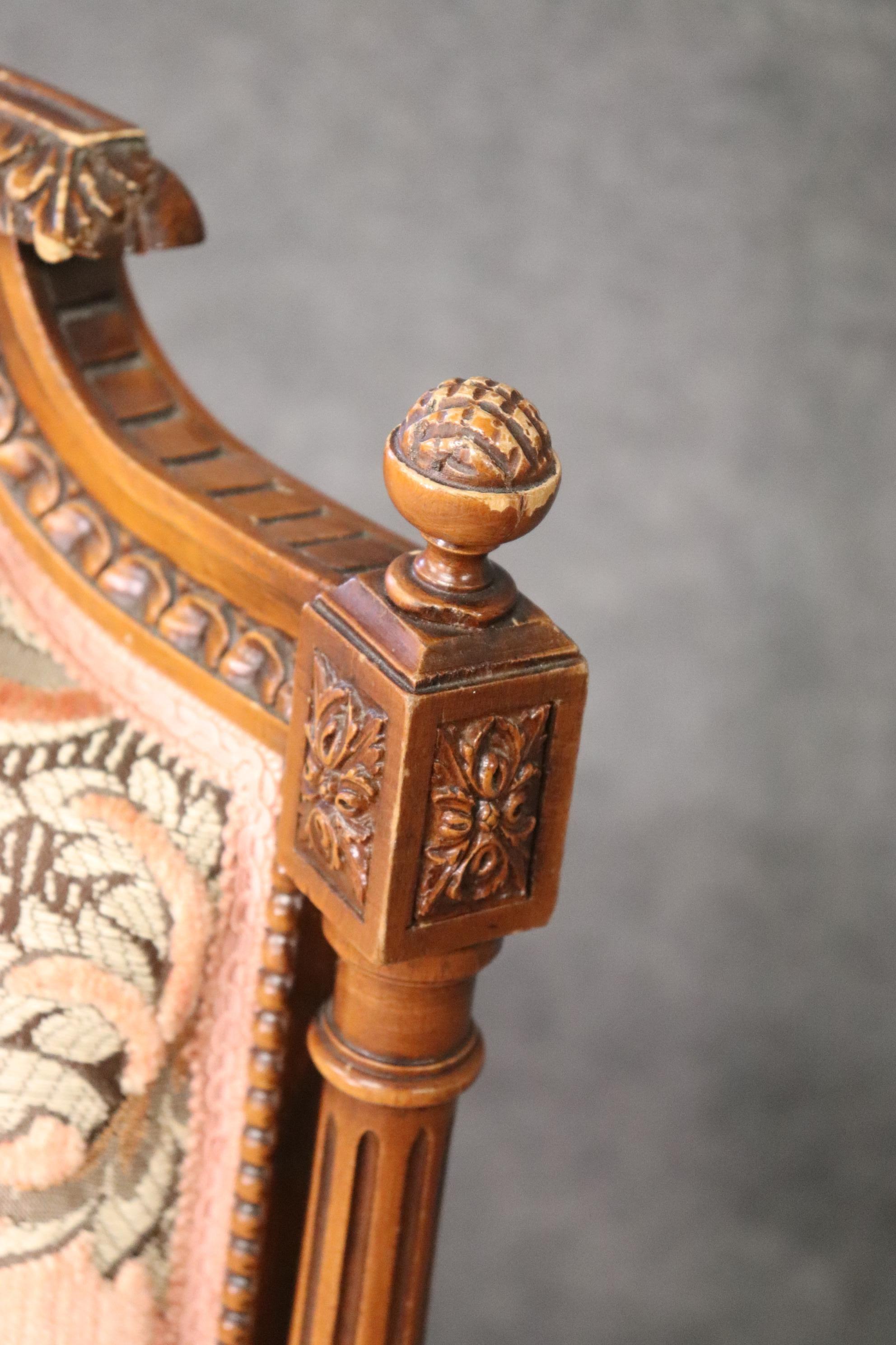 Fine Carved Walnut Louis XVI Bergere Chair circa 1940 2
