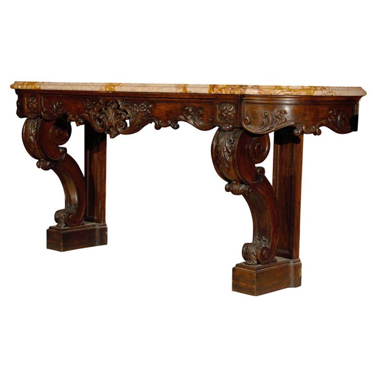 Fine carved wood console For Sale