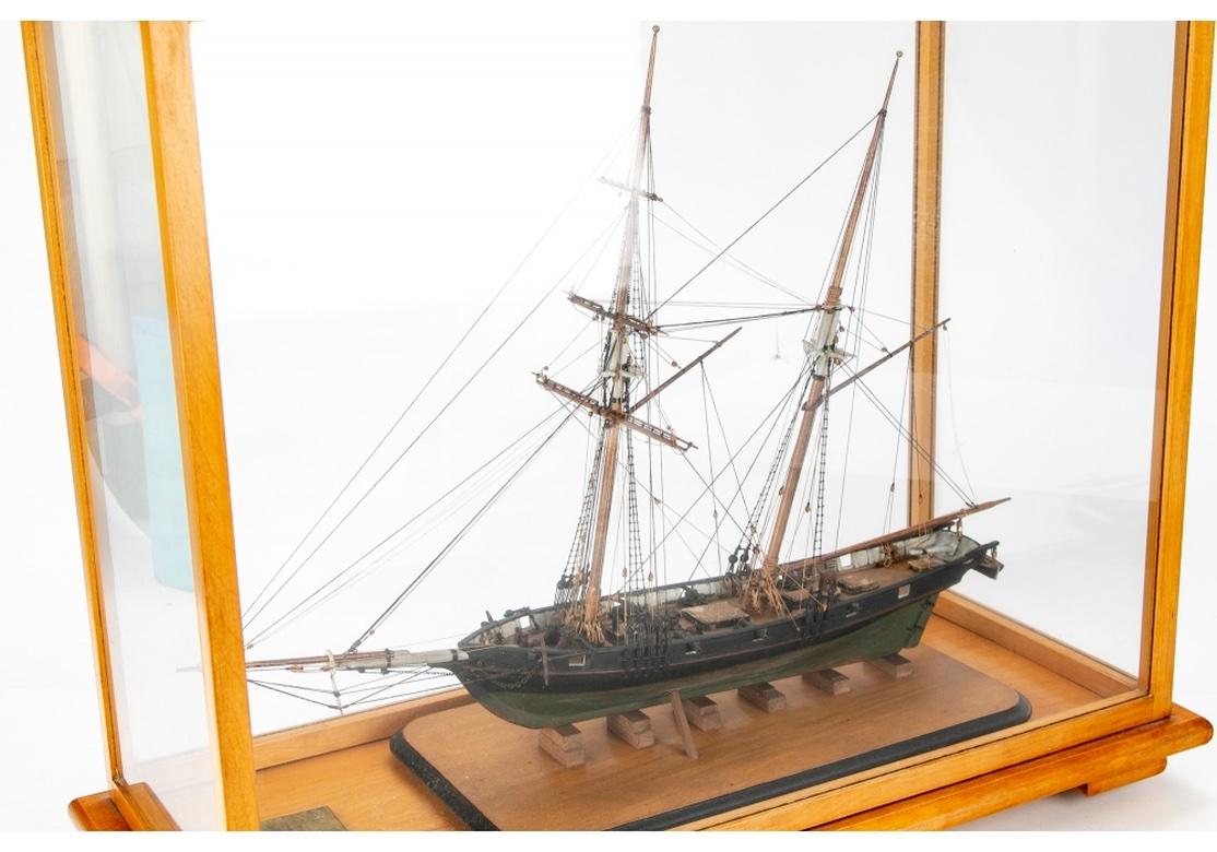 Scale 1/8”=1’. A very well crafted and detailed model of the 1812 Schooner with Cannons, Hatches, Rigging and Life Boat. Fine Museum quality with descriptive engraved plaque. Please see all detail photos. Very good condition with only minor
