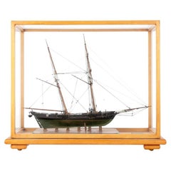 Vintage Fine Cased Ship Model Baltimore Clipper, 1812 