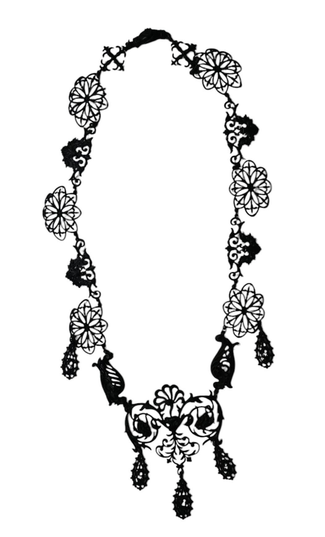 Berlin iron jewelry was produced in Germany by the Berlin Royal Foundry beginning in 1804.  However, it reached a high point of popularity between 1813 and 1819. To fund the War of Liberation against Napolean, citizens were asked to donate their