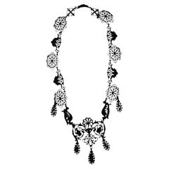 Antique Fine Cast Berlin Iron Necklace, Early 19th Century