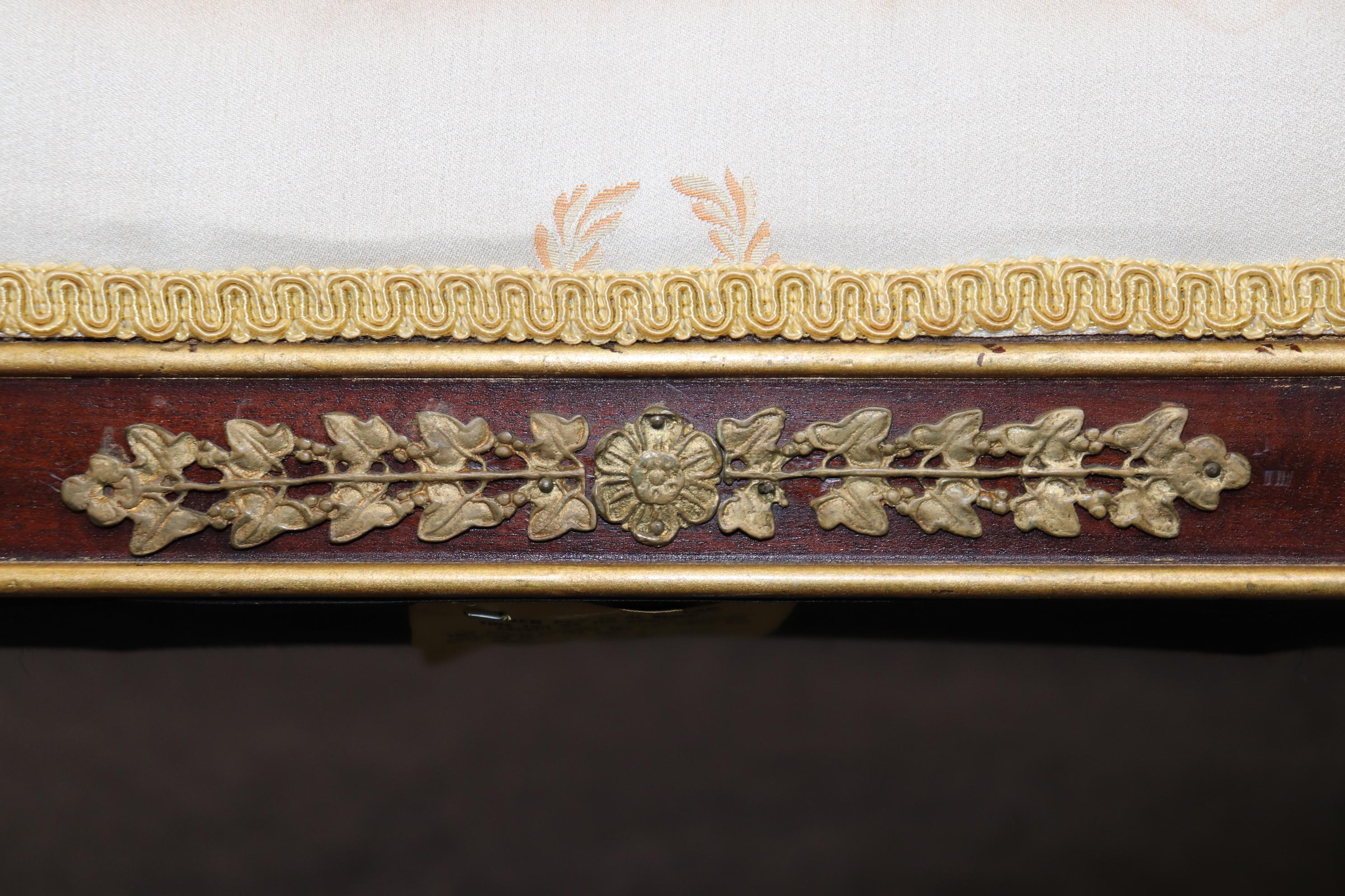 Fine Cast Bronze French Empire Dog Head and Dragons Mahogany Settee For Sale 6