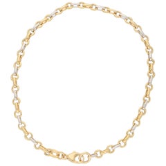 Fine Chain Link Bracelet in 18 Karat Yellow and White Gold