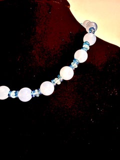 Fine chalcedony, London blue and sky blue topaz necklace.