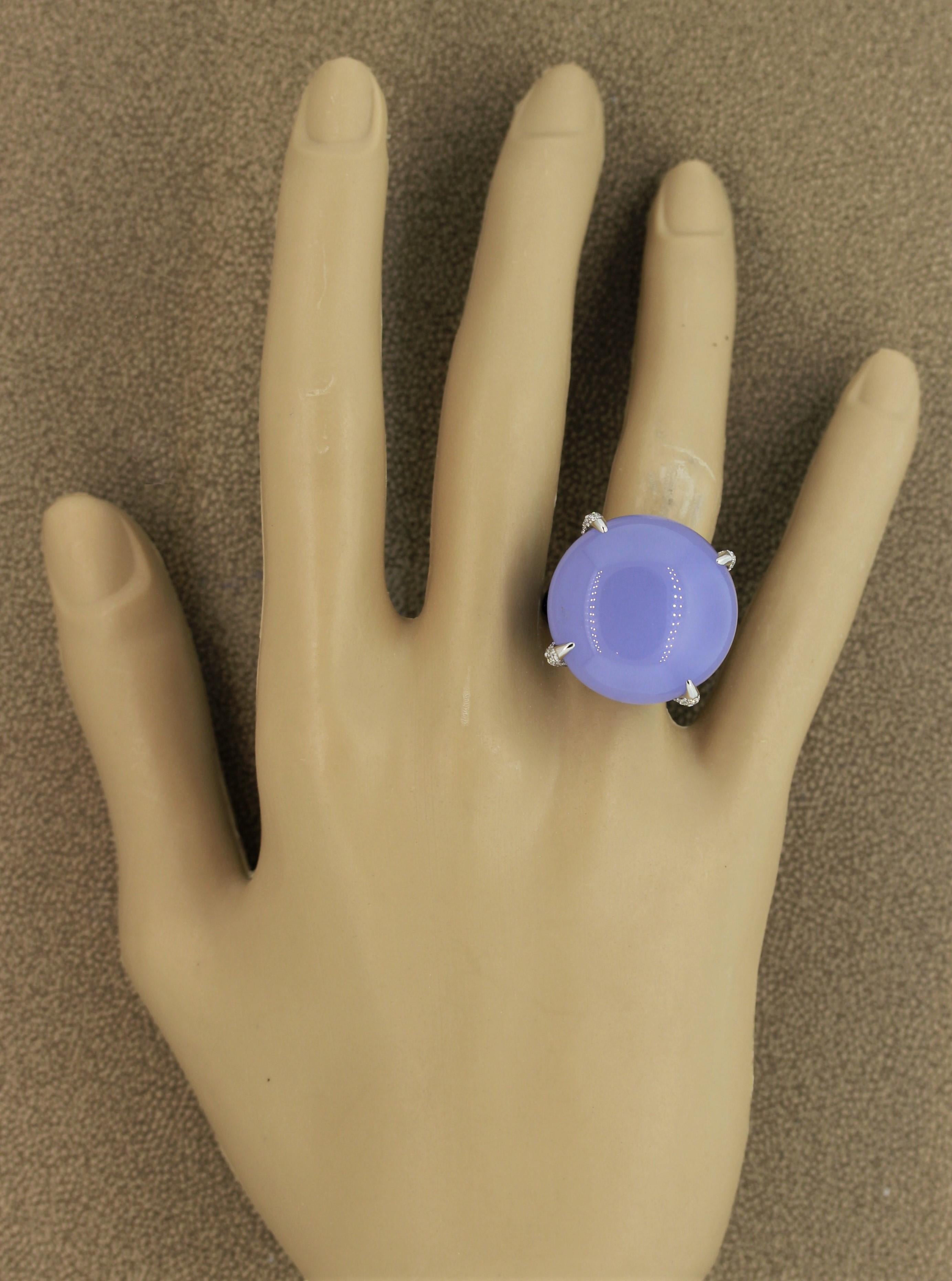 Fine Chalcedony Sapphire Diamond Gold Cocktail Ring For Sale 4