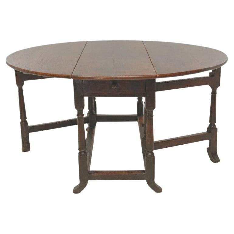 Charles II Oak Gate-Leg Dining Table, Baroque Design, Circa 1680