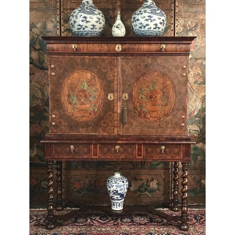 Fine Charles II Oyster Olivewood Walnut Marquetry Cabinet on Stand 5