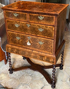 Fine Charles ll Oyster Laburnum and Walnut Chest on Stand