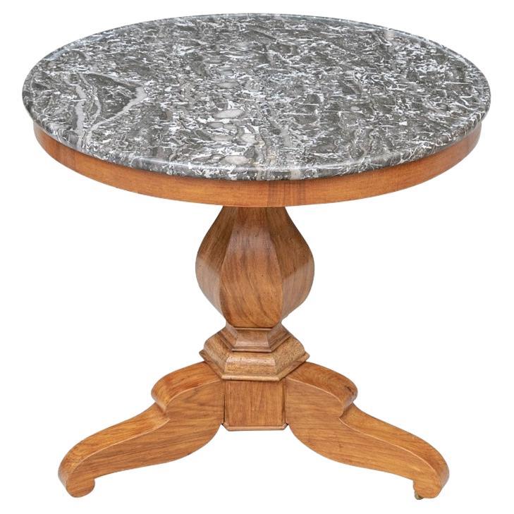 Table centrale Charles X avec plateau à bord de plat en marbre