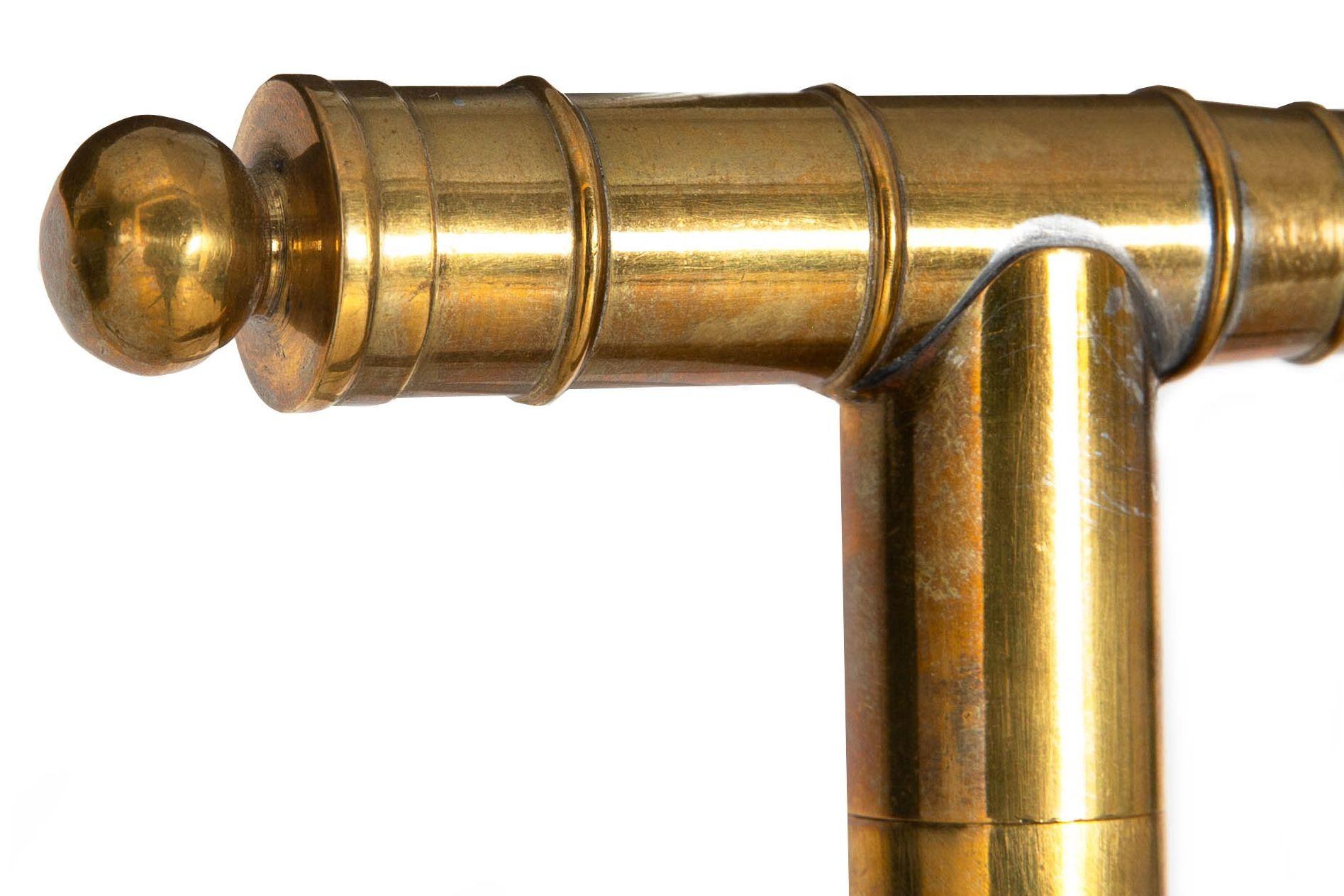Victorian Fine Cheroot Brass Signal Cannon Gadget Cane with Rosewood Shaft For Sale