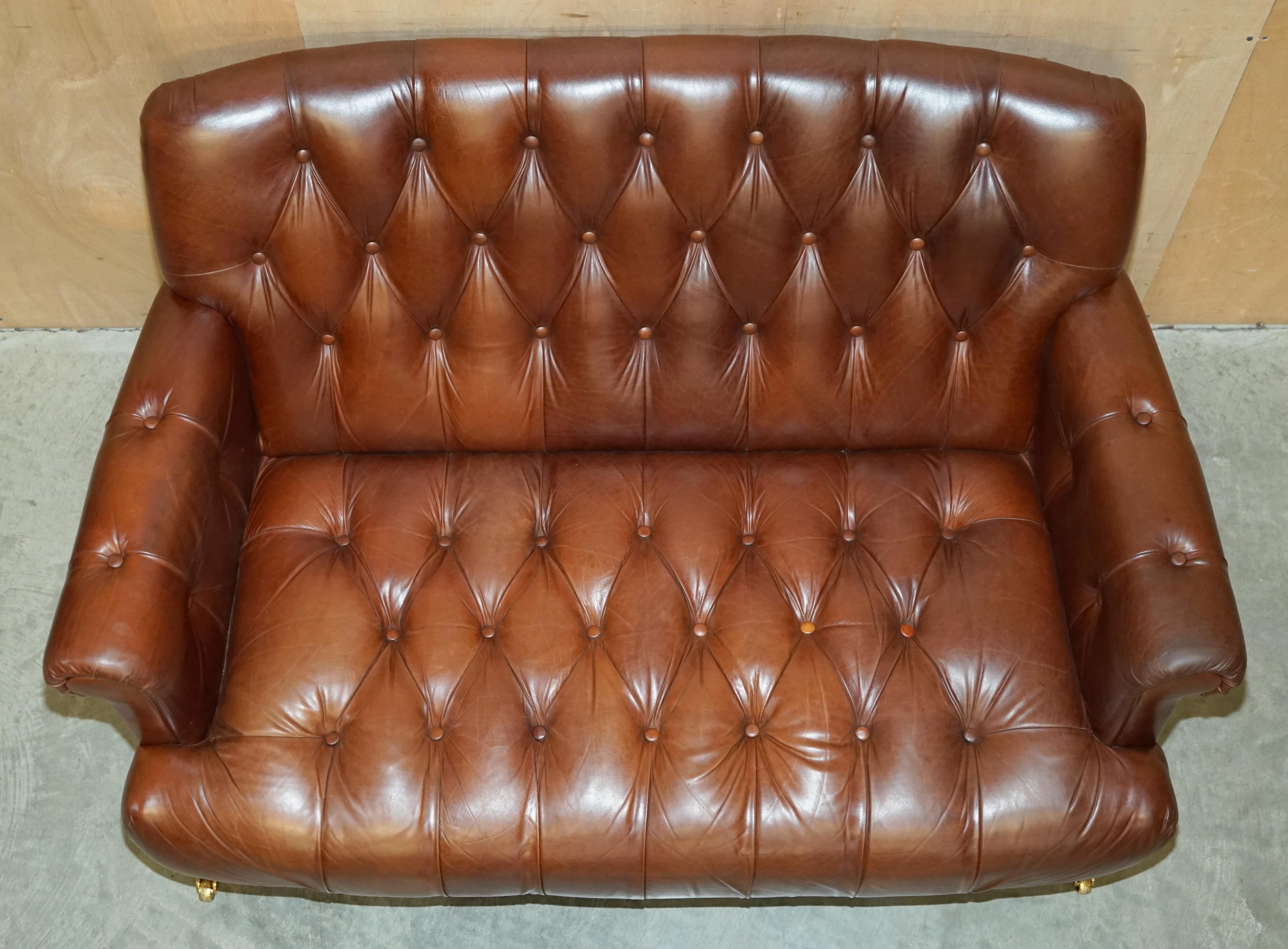 FiNE CHESTNUT BROWN LEATHER LAUREN ASHLEY CHESTERFIELD TWO SEAT LIBRARY SOFa im Angebot 8