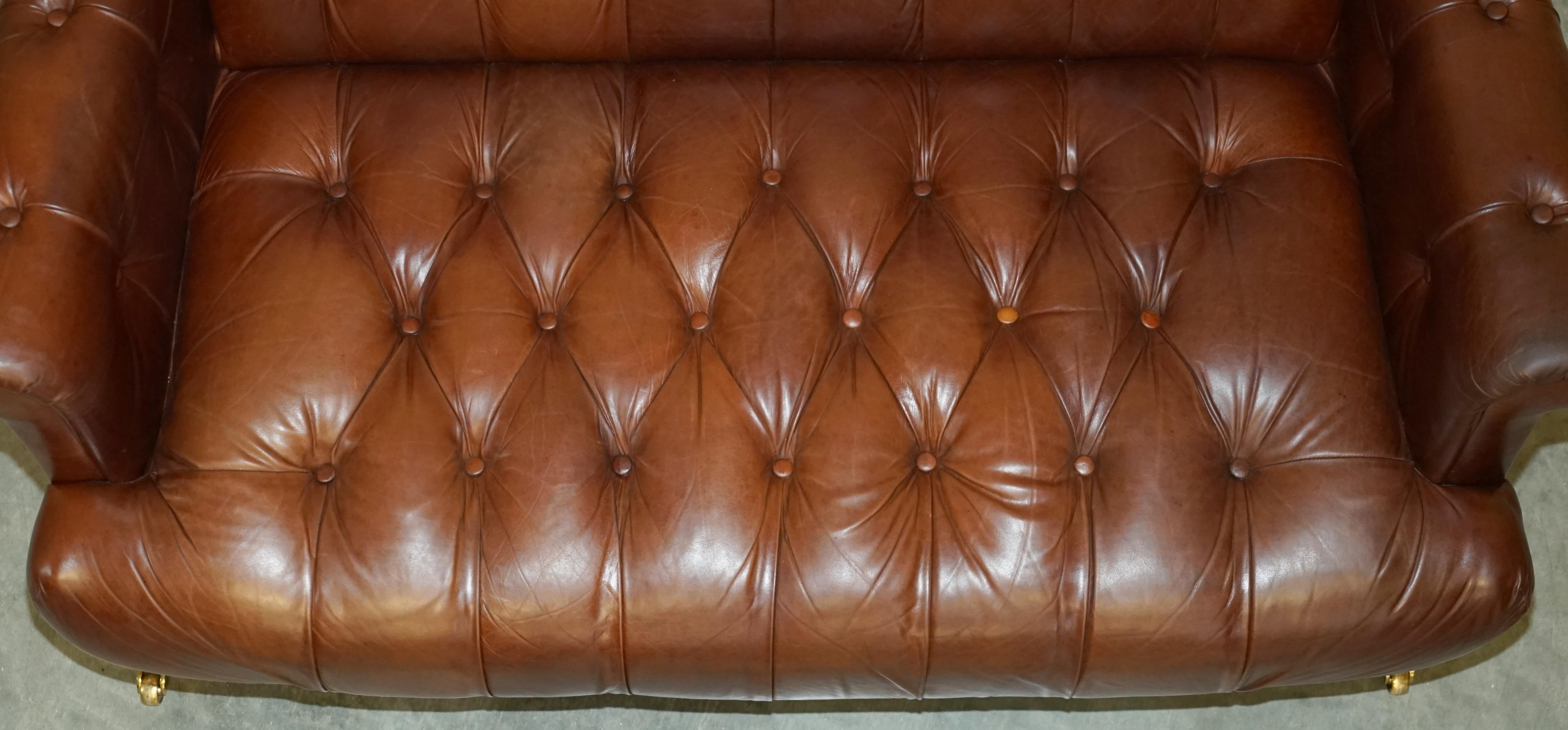 FiNE CHESTNUT BROWN LEATHER LAUREN ASHLEY CHESTERFIELD TWO SEAT LIBRARY SOFa im Angebot 9