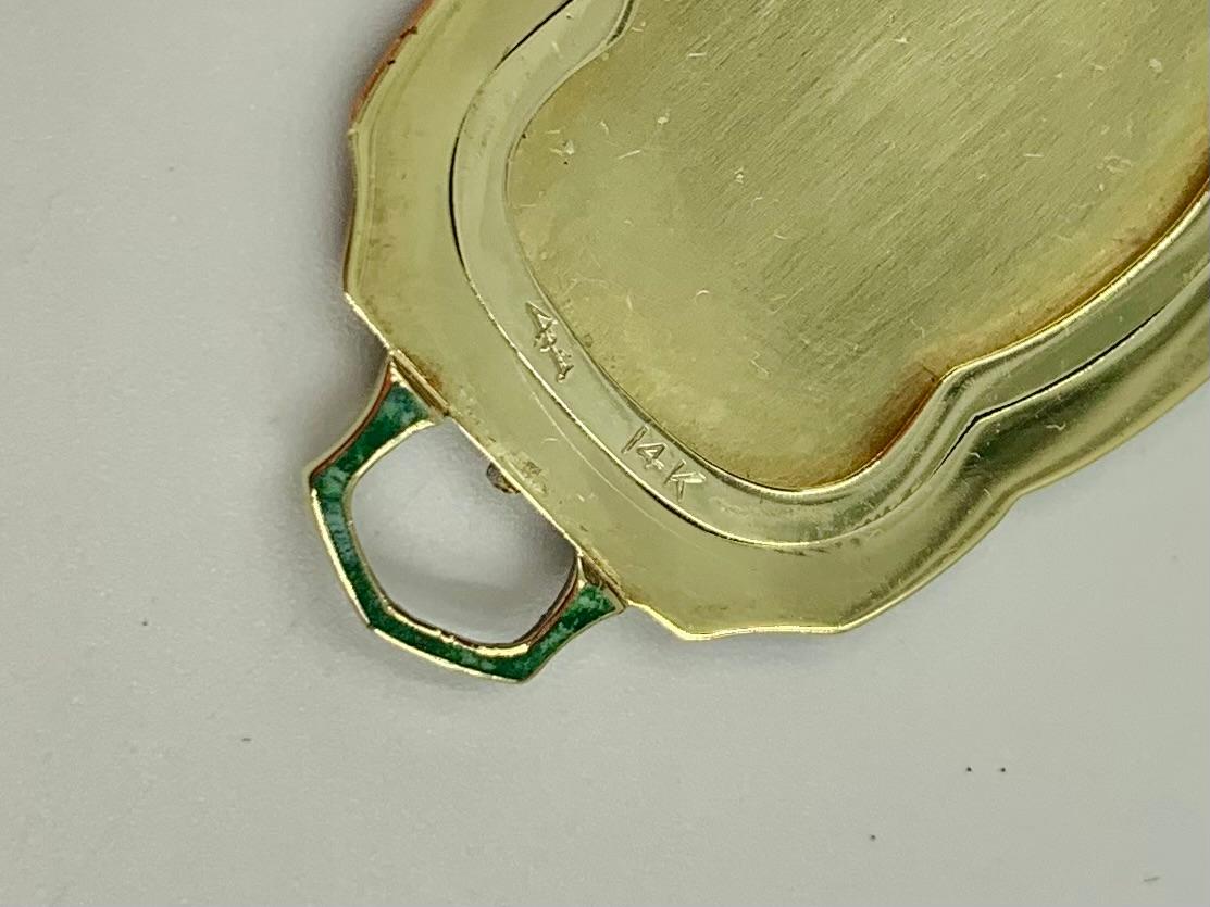 Fine Chinese Art Deco Diamond Enamel 14K Yellow Gold Platinum Locket Pendant 1