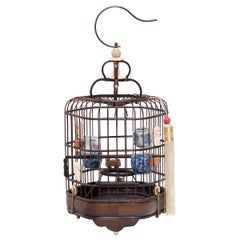 Fine Chinese Birdcage with Porcelain Waterpots, circa 1850