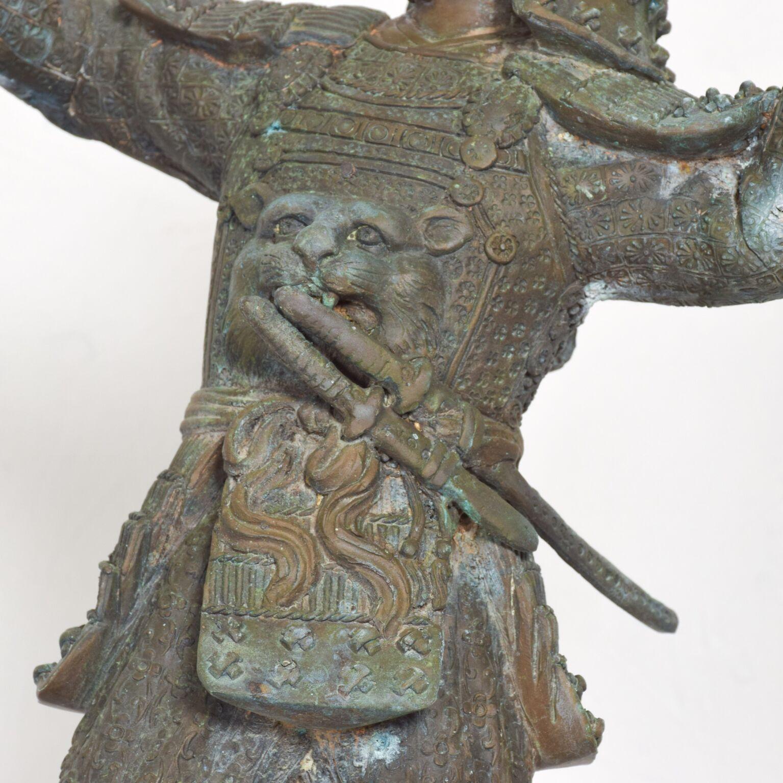 Fine Chinese Sculpture Warrior Terracotta Army Xian Carved Bronze In Fair Condition In Chula Vista, CA