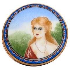 Fine Chinese Canton Enamel Portrait Box European Export, 19th Century