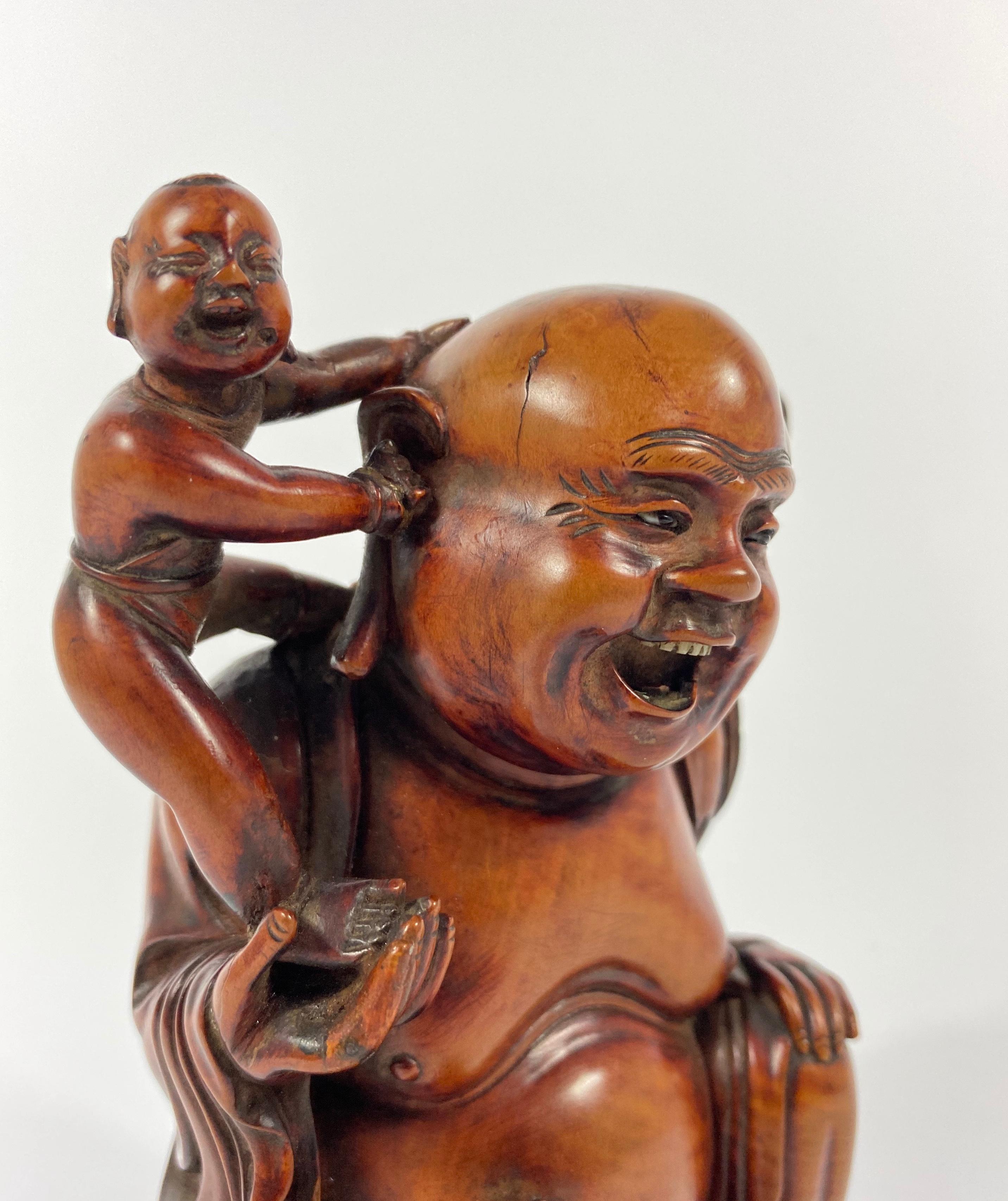 Fine Chinese Carved Buddha & Hehe Erxian Twins Group, Qing Dynasty 6