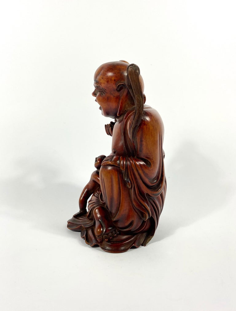 Fine Chinese Carved Buddha and Hehe Erxian Twins Group, Qing Dynasty at ...