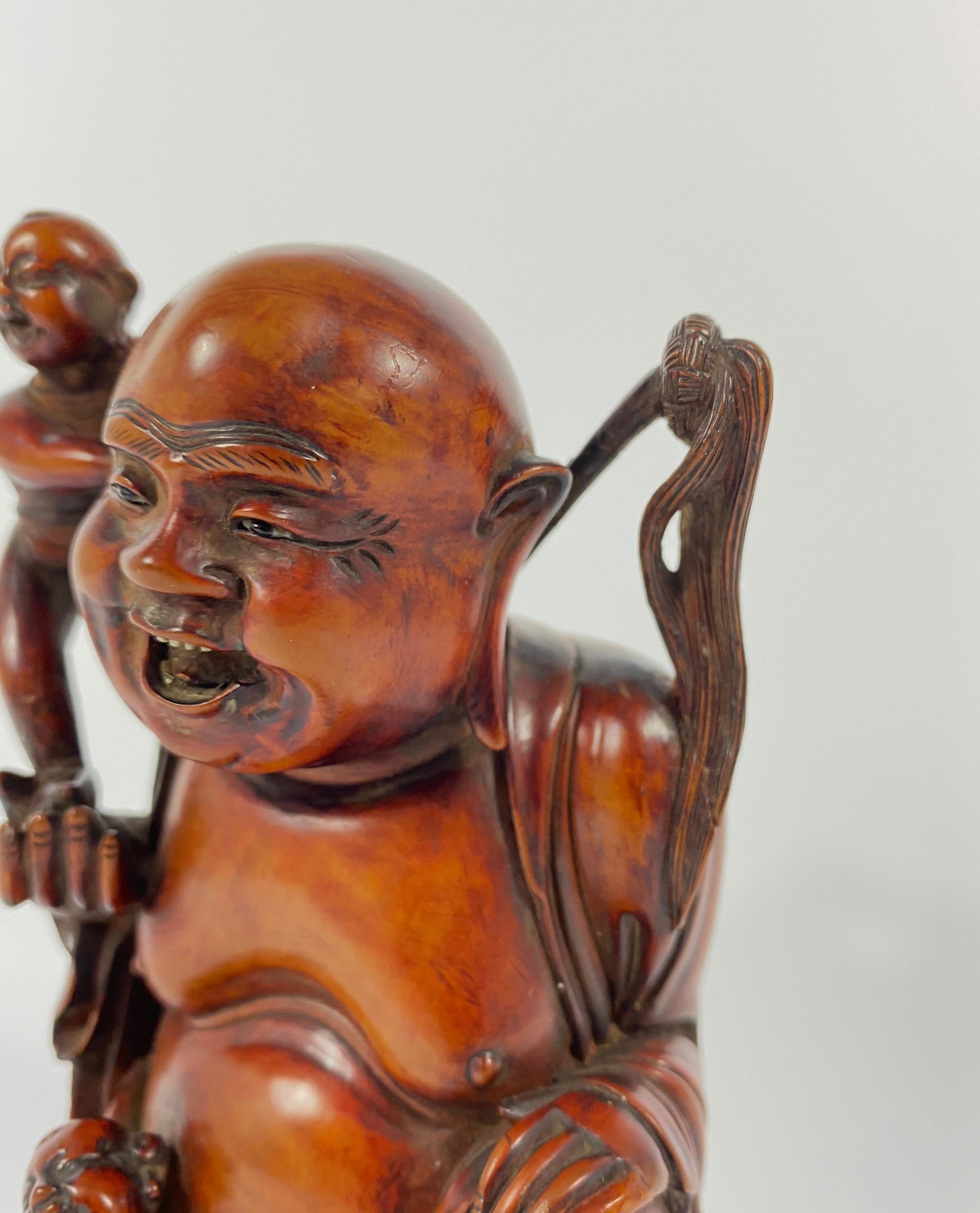 Fine Chinese Carved Buddha & Hehe Erxian Twins Group, Qing Dynasty 2