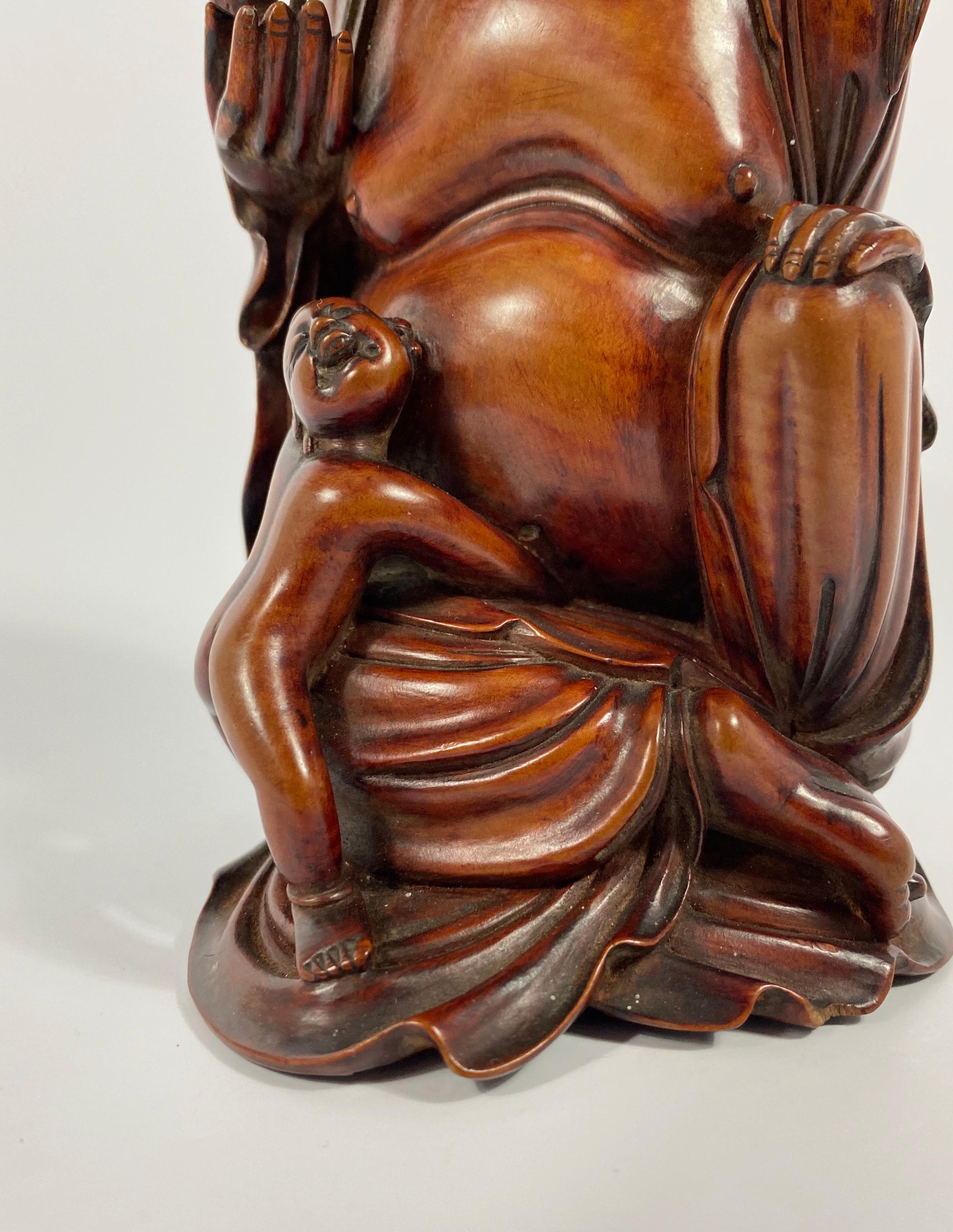 Fine Chinese Carved Buddha & Hehe Erxian Twins Group, Qing Dynasty 3