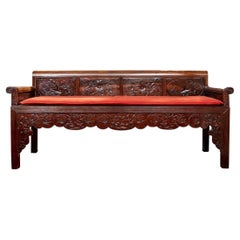 Fine Chinese Carved Long Wood Bench