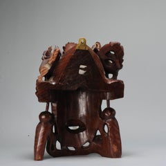 Feine chinesische geschnitzte Holzmaske mit Gesichtsmaske, ca. 1900-1940