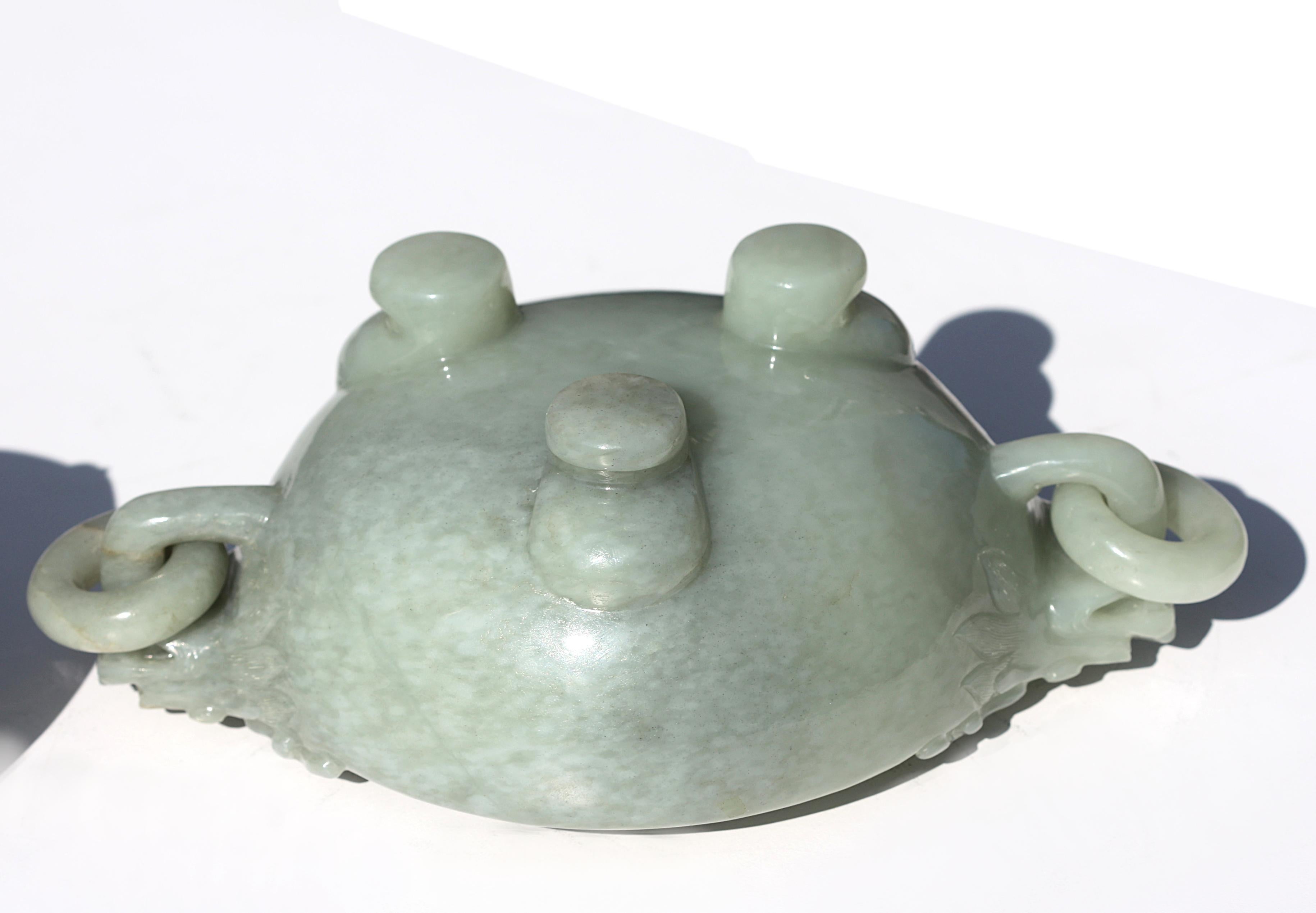 Fine Chinese Celadon Jade Tripod Censer Qing Dynasty For Sale 2