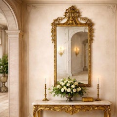 Fine Chinese Chippendale Pagoda Carved Giltwood Wall Mirror, English c. 1775