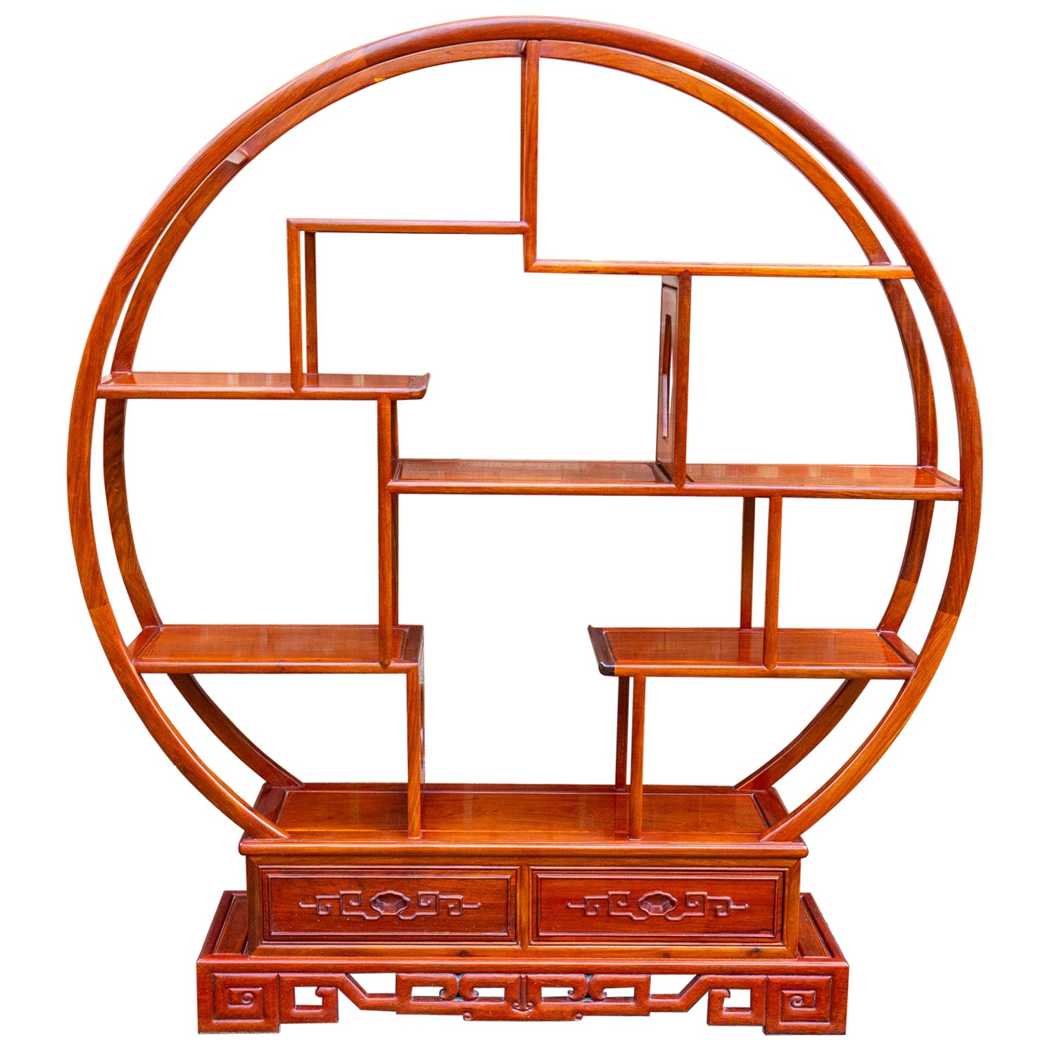 Fine Chinese Circular Display Stand Shelves Bookcase Mingei Room Divider Jumu