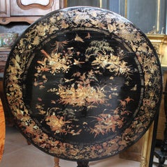 Fine Chinese Export Black Lacquer And Gilt Decorated Tilt Top Table
