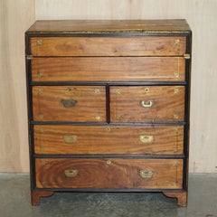 Fine Chinese Export Camphor Wood Military Secretaire Campaign Chest of Drawers