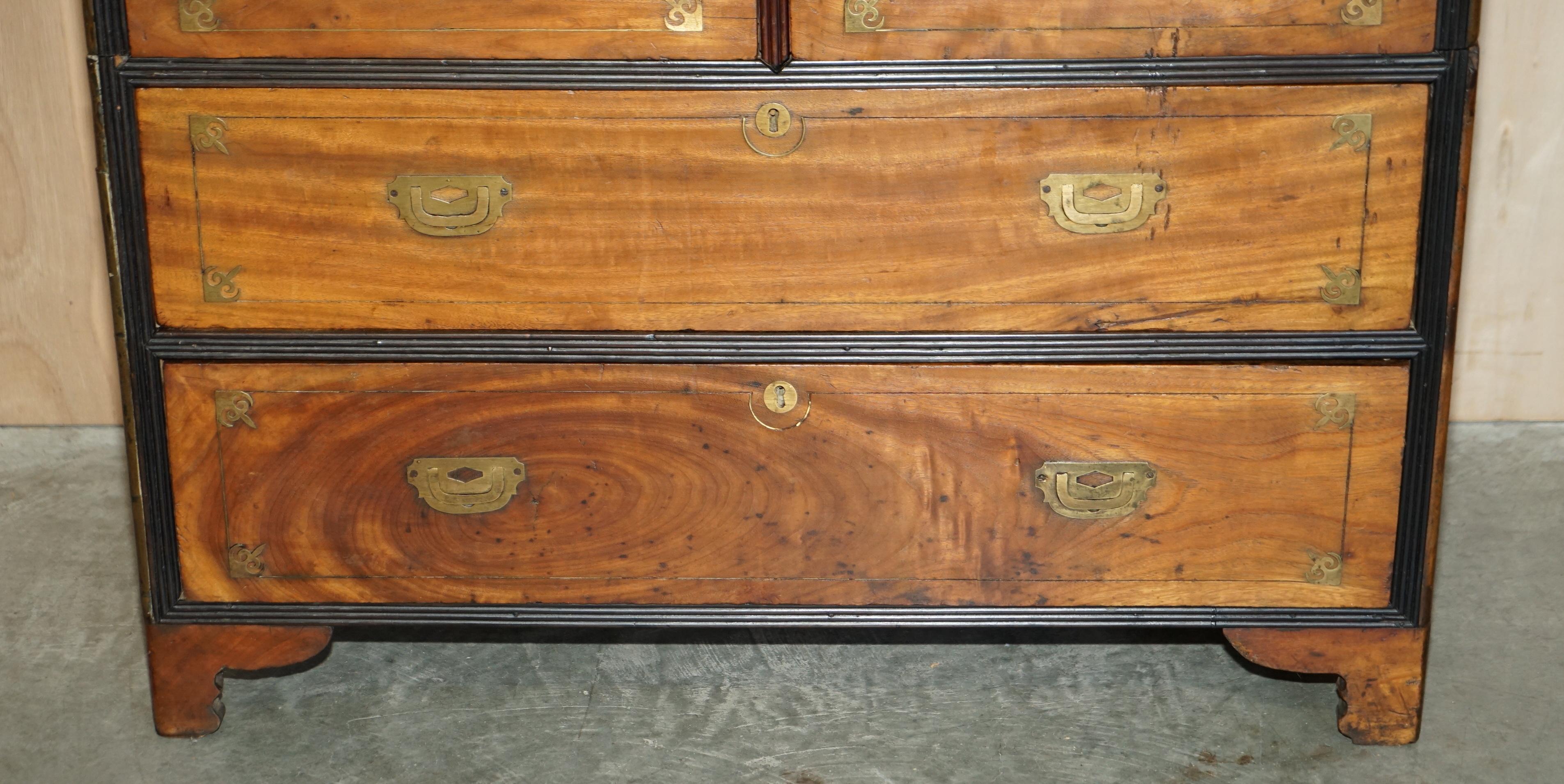 Hand-Crafted Fine Chinese Export Camphor Wood Military Secretaire Campaign Chest of Drawers For Sale