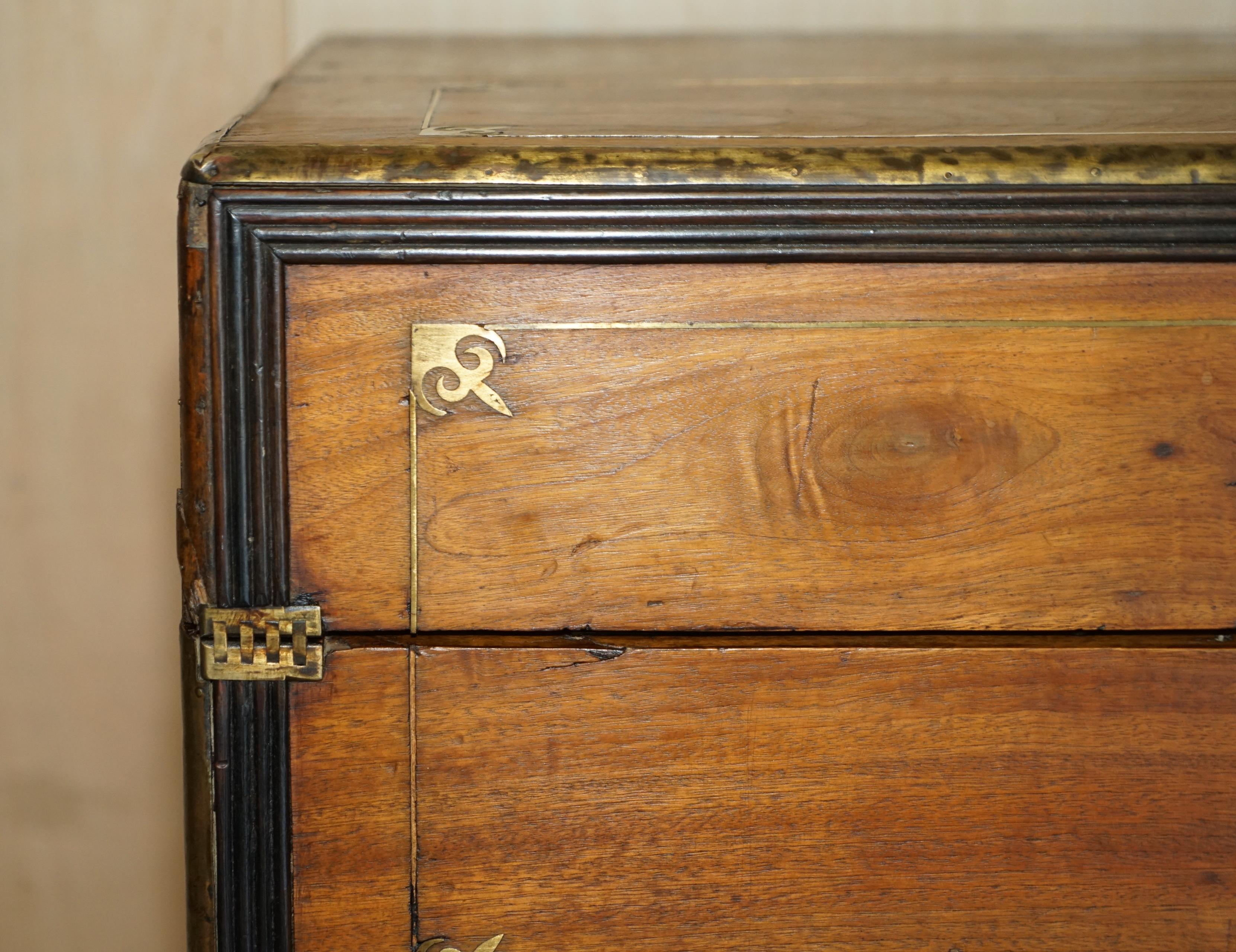 19th Century Fine Chinese Export Camphor Wood Military Secretaire Campaign Chest of Drawers For Sale