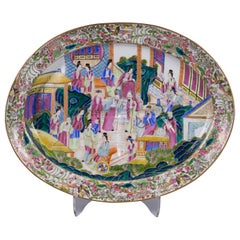 Used Fine Chinese Export Famille Rose Well and Tree Platter, circa 1840