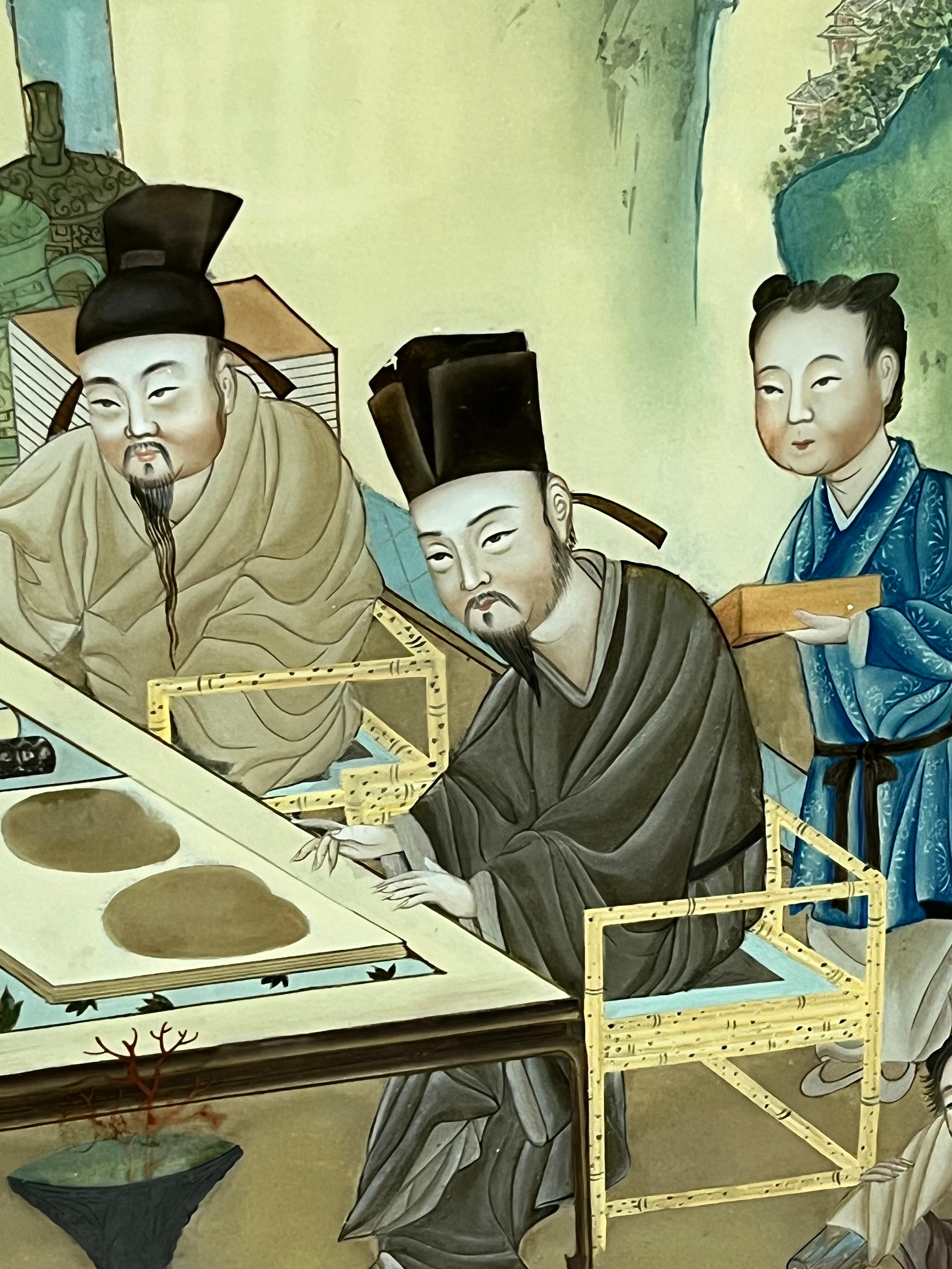 Feines chinesisches Export-Reverse-Gemälde auf Glas (Chinesischer Export) im Angebot